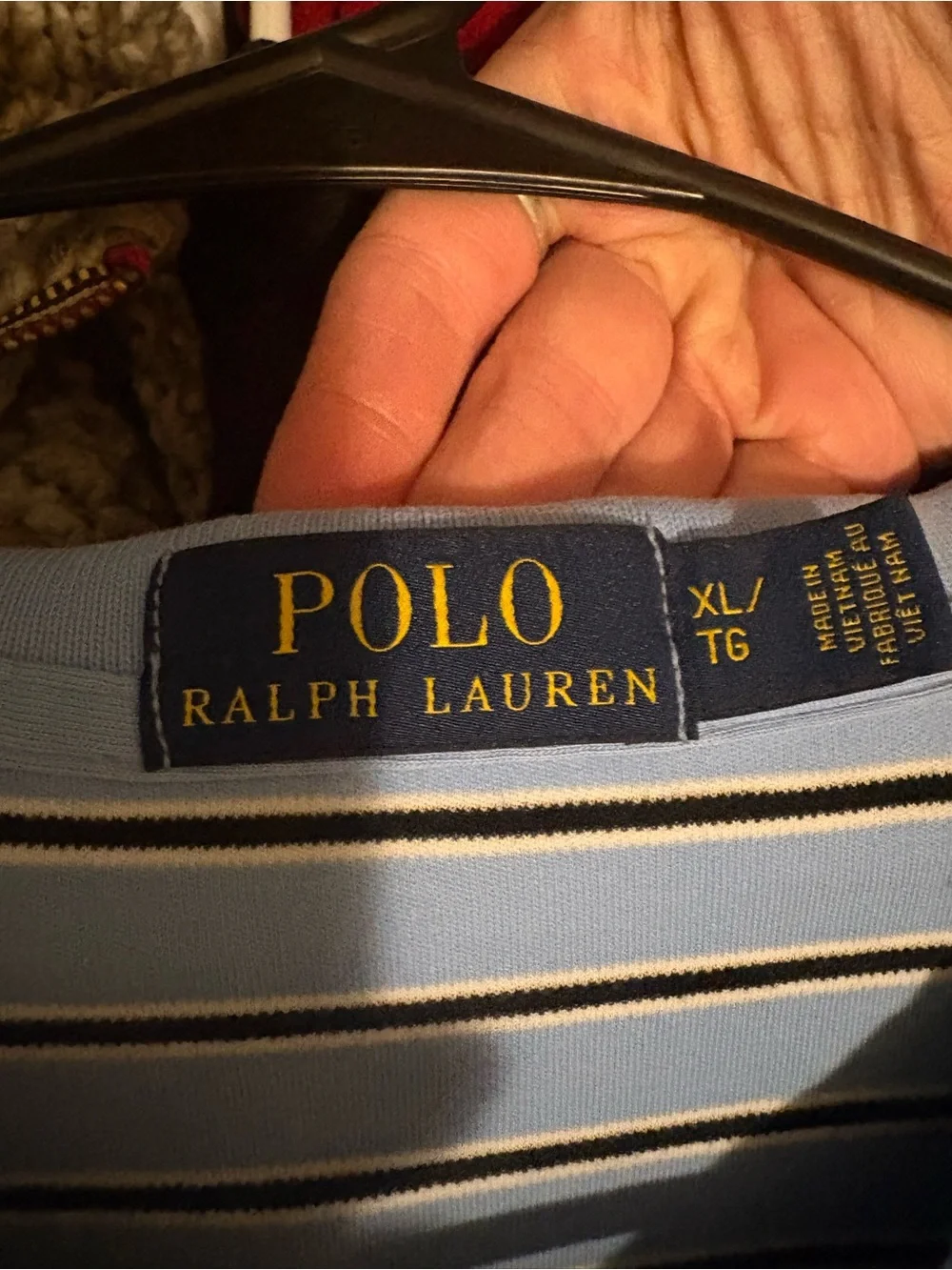 Men’s Ralph Lauren Light Blue Polo with Navy & White Stripes